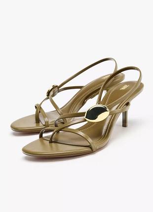 Туфлі жіночі хакі zara new