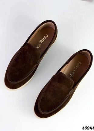 ▪️жіночі замшеві коричневі лофери шоколадні туфлі танкетка натуральна замша шкіра, женские замшевые коричневые лоферы туфли натуральная замша кожа