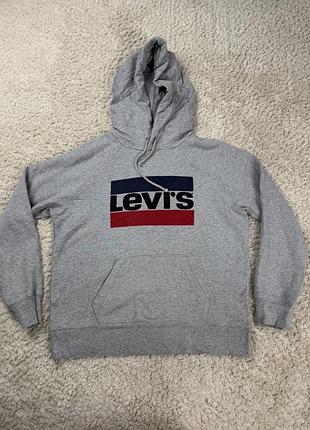 Стильне чоловіче повсякденне сіре худі levi’s вінтаж