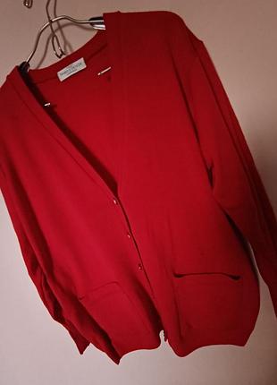 Шерсть красный кардиган на пуговицах
