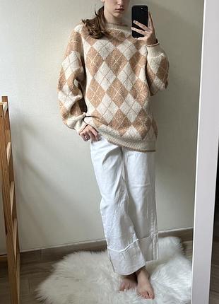 Жіночий стильний теплий светр в ромби від mango xs/m