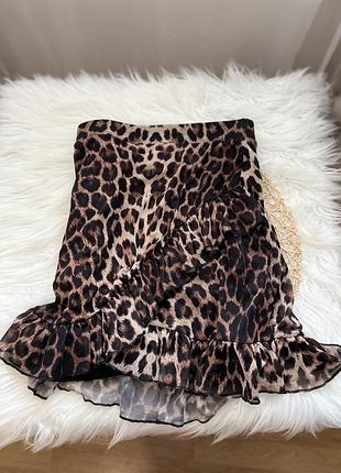 Леопардова спідниця / спідниця з рюшами / nly trend