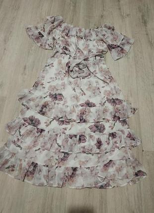Сукня шифон квіти відкриті плечі  нова