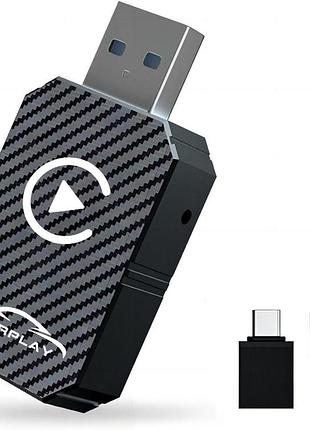 Беспроводной адаптер carplay xixixiaxia q1m конвертация из проводного карплей plug & play usb-c ios 12+ черный