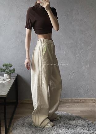 Нові оригінальні жіночі джинси adidas originals x ksenia schneider  kseniaschnaider  адідас широкі висока посадка розмір 26, 30 s m бежеві прямі