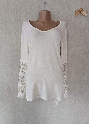 Джемпер з ажурними рукавами р.м