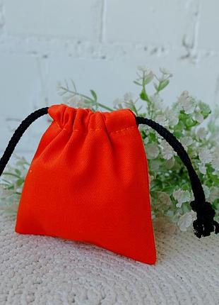 Эко мешочек саржа оранжевый мешок 10х10 см для хранения и упаковки аксессуаров/украшение