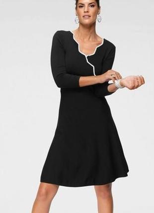 Чорна трикотажна/віскозна міді сукня трапеція bruno banani