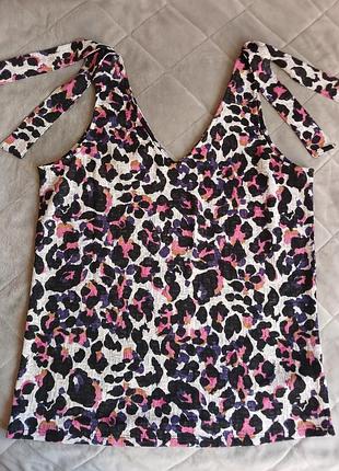 Майка на бретельках в леопардовый принт, размер s