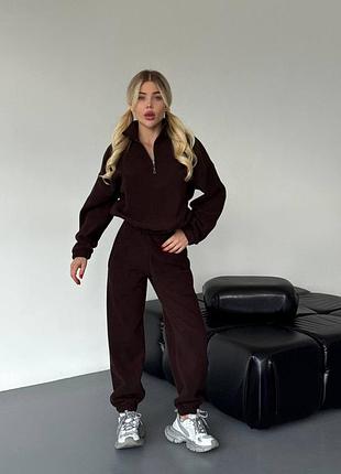 Теплий жіночий брючний прогулянковий костюм