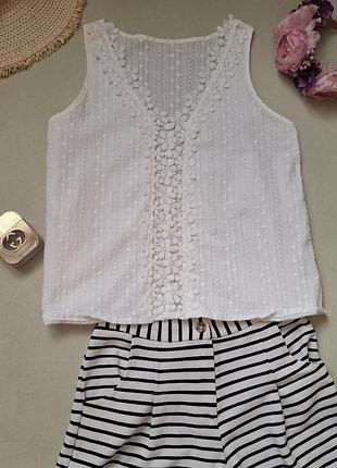 Блуза белая с вышивкой ришелье р.l,shein