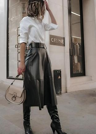 Спідниця міді еко шкіра