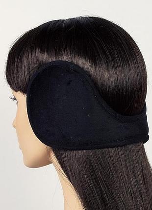 Черные флисовые затылочные наушники ухогрейки теплі навушники чорні потиличні флісові з хутром усередині