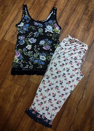 Женская пижама вискоза в цветочный принт см размер