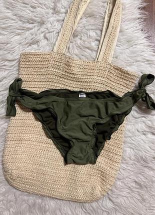 Низ від купальника кольору хакі плавки на зав’язках