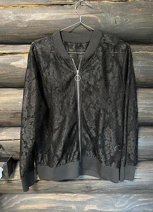 Прозорий мереживний бомбер shein curve розмір xl