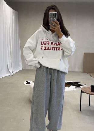 Якісний жіночий спортивний костюм оверсайз тринитка пелля пеньє на флісі