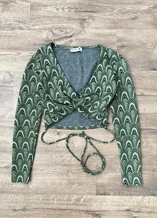 Топ на завʼязці з довгим рукавом bershka