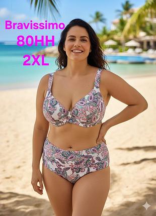 80hh, 36hh, купальник з великою чашкою на кісточці, плавки з підворотом, принт турецькі огірки