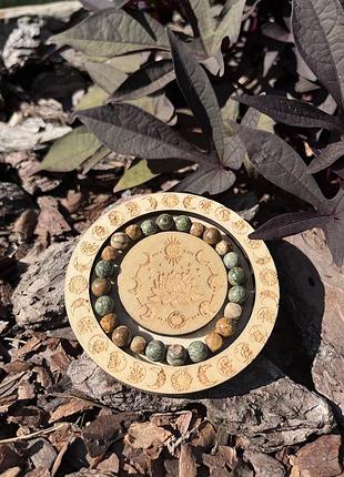 Браслет яшма та змійовик родоніт