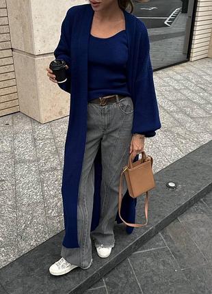 Комплект двійка кардиган максі та топ з преміальної пряжі