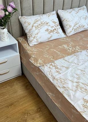 🌸комплект постельного белья мрамор золотой