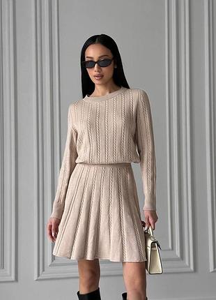 Костюм спідниця плісе та джемпер з преміальної пряжі на основі бавовни та кашеміру