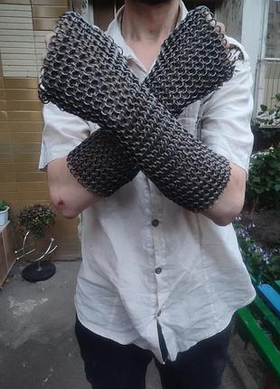 Митенки кольчужные, лонгслив, 1.8*8 сталь3 металл стиль, унисекс