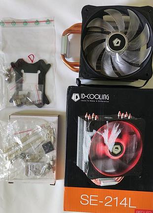 Башня кулер для процессора id-cooling se-214l-r red led 4 ри тепловой медные трубки 4 pin pwm fan 130мм red красный am4 lga 1150 lga 1151 lga 1155