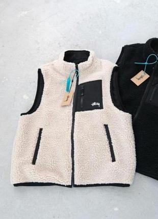 Меховая жилетка, безрукавка, жилетка тедди,теплая жилетка на подкладке, оверсайз,pull &amp; bear