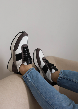 Замшевые + кожа серо-белые женские кроссовки, р-ры 37-41