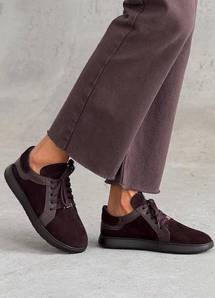 Коричневые женские кеды из натуральной кожи на весну осень