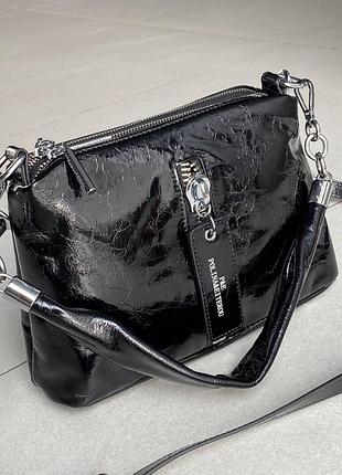 Сумка ломаный лак polina натуральная лаковая кожа