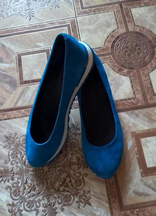 Слипоны мокасины туфли замшевые синие