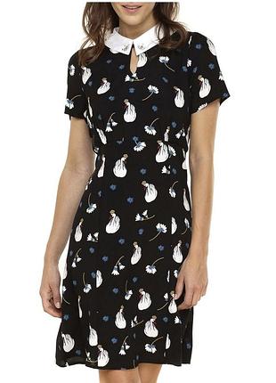 Стильное платье со сказочным принтом Царская-лебедь naf naf размер xs-s