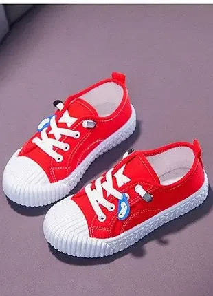 Стильные детские кеды для девочек цвет красный