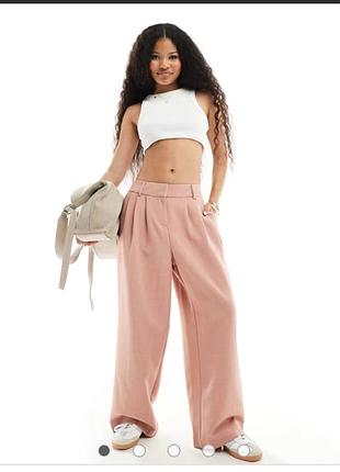 Широкие брюки палаццо river island с защипами спереди нежно розового цвета