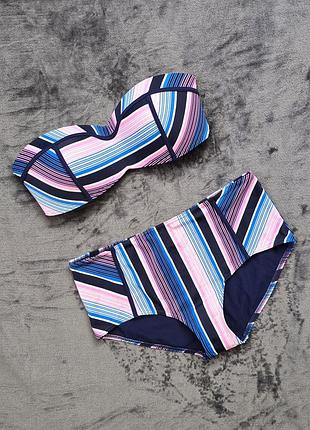 Купальник раздельный, бандо, синий, tu, 12-14 размер.