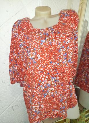 Распродажа 2+1 блуза женская вискоза рукав 1/2 цветы