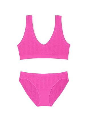 Комплект білизни victoria’s secret pink рожевий топ бралет вікторія сікрет розмір s