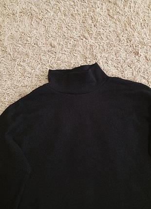 Женский базовый черный свитер-платье-туника оверсайз