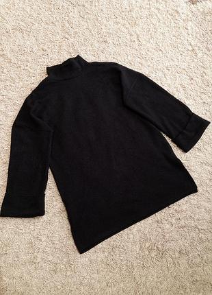 Женский базовый черный свитер-платье-туника оверсайз