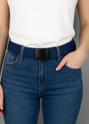 Ремень тканевый женский синий (польша)