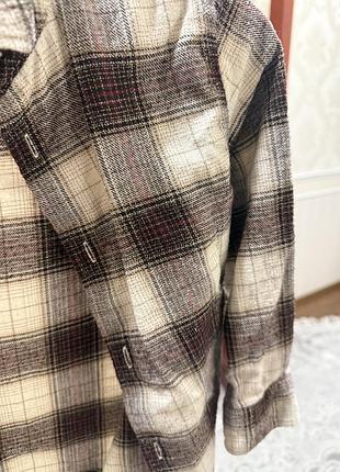 Рубашка в клітинку сорочка рубаха в клетку коричнева бежева