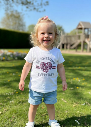 👕 футболка для девочки primark – белая с розовым леопардовым сердечек 👕