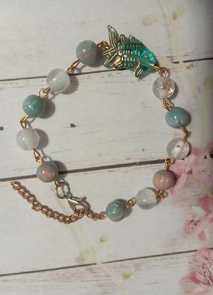 Браслет на руку с рыбкой, браслет из бусин