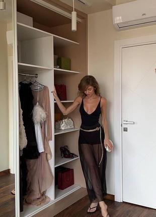 Мини шорты юбка высокая посадка полупрозрачная сеточка элегантная