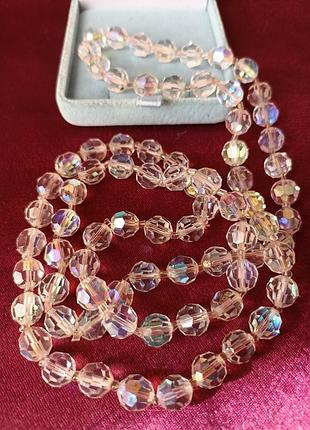 Бусы винтаж времён ссср чешское стекло яблонекс аврора бореалис.