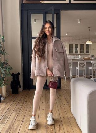 Куртка курточка бомбер рубашка Эко мех барашке карманы заклепки манжеты