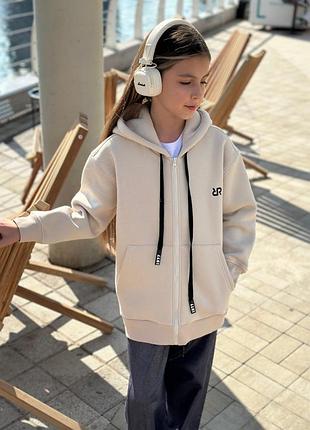 Утепленная зип худи с начесом на замку 140-164рр